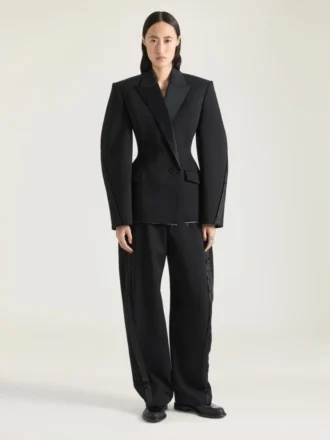 Cocoonbroek van wol met binnenstebuiten gedraaide details