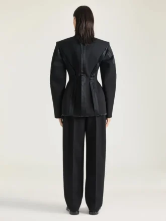 Cocoonbroek van wol met binnenstebuiten gedraaide details
