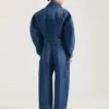 Medium blauwe cropped cocoon cargo-jeans