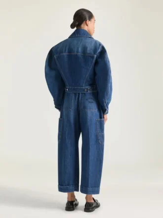 Medium blauwe cropped cocoon cargo-jeans