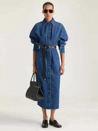 Cocoonjurk van middelblauw denim