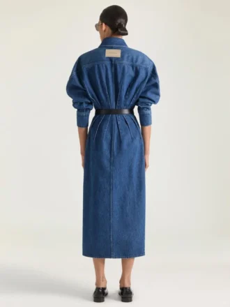 Cocoonjurk van middelblauw denim