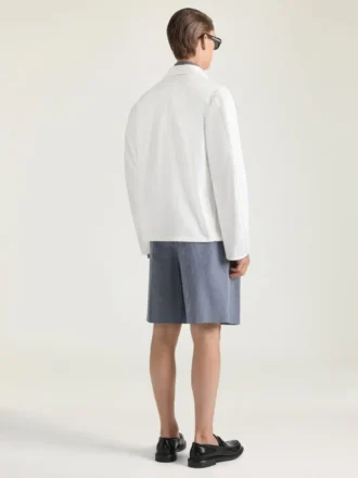 Couture-jasje met naden in denim, geborduurd met Givenchy Paris
