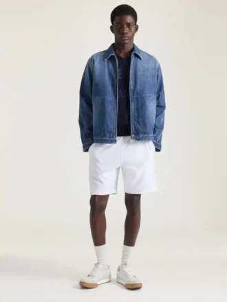 Couture-jasje met naden in donkerblauw denim