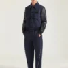 Couture joggingbroek met naden in wol en biezen