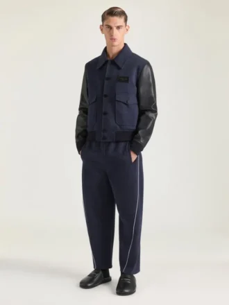 Aviator-blouson van gemengd materiaal