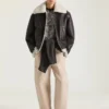 Couture-naad Aviator-blouson van leer en schapenvacht