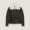Couture-naad Aviator-blouson van leer en schapenvacht