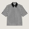 Couture-overhemd met gingham-patroon in katoen Couture-overhemd met gingham-patroon in katoen