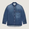 Couture-overhemd met naden in donkerblauw denim Couture-overhemd met naden in donkerblauw denim
