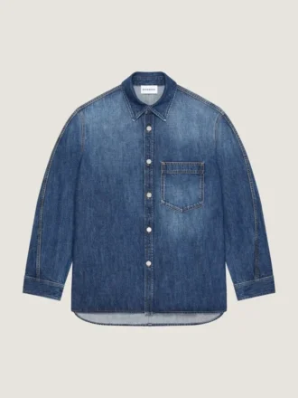 Couture-overhemd met naden in donkerblauw denim
