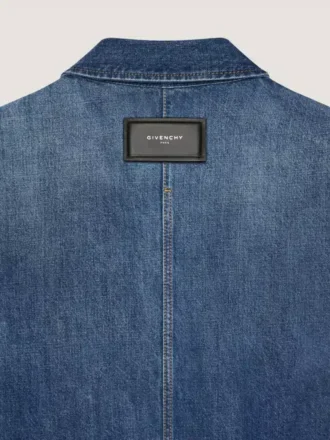 Couture-overhemd met naden in donkerblauw denim