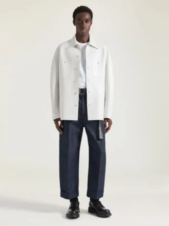 Couture-overhemd met naden in leer