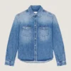 Couture-overhemd met naden in shadow-gewassen denim Couture-overhemd met naden in shadow-gewassen denim