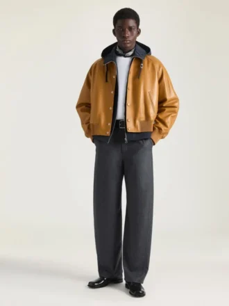 Couture Raglan-blouson met naden in leer