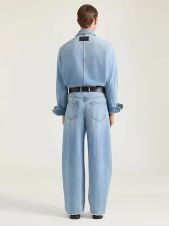 Couture-overhemd met naden in lichtblauw denim