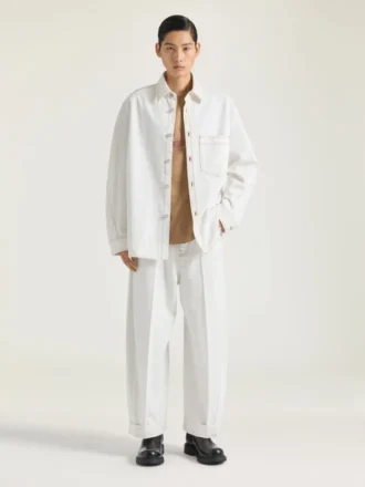 Couture Seam Overshirt in wit denim
