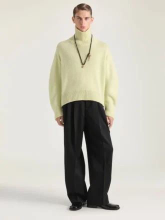 Couture-trui met col en naad in alpaca- en jakwol