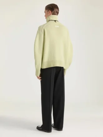 Couture-trui met col en naad in alpaca- en jakwol