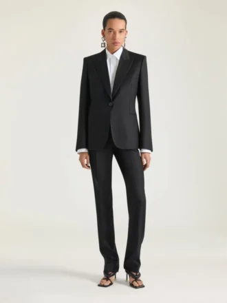 Gestreepte skinny broek van wol