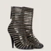 Enkellaarsjes met kooiontwerp van leer met studs
