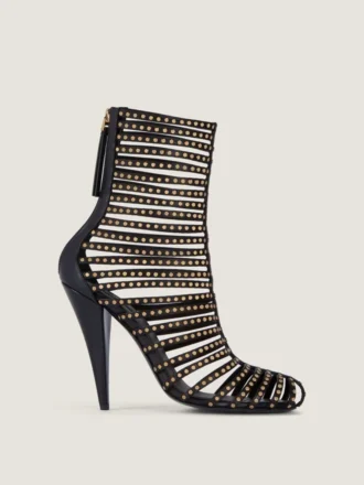 Enkellaarsjes met kooiontwerp van leer met studs