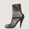 Enkellaarsjes met kooiontwerp van leer met studs
