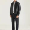Bikerblouson met ritssluiting van leer Bikerblouson met ritssluiting van leer