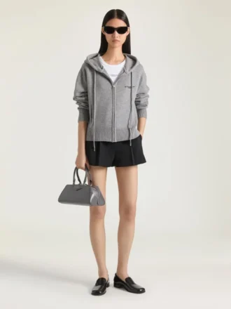 Hoodie met ritssluiting van wol en kasjmier