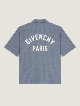 Geruit overhemd van katoen met Givenchy Paris-borduursel Geruit overhemd van katoen met Givenchy Paris-borduursel