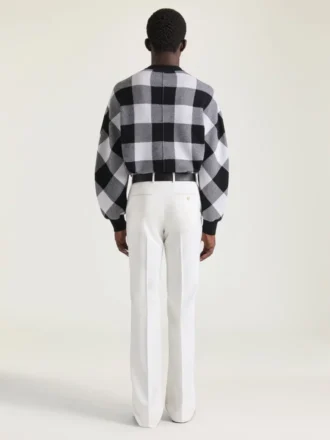 Geruite trui van wol met Givenchy Paris-borduursel