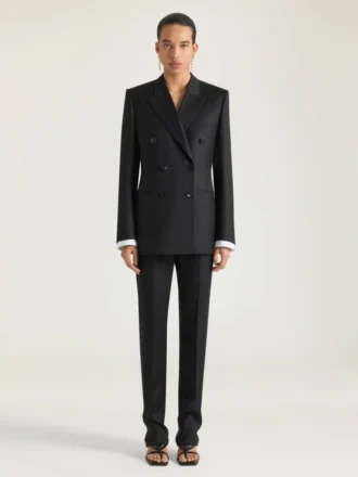 Gestreepte skinny broek van wol