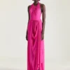 Halterneck gedrapeerde jurk van jersey
