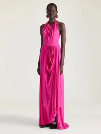 Halterneck gedrapeerde jurk van jersey Halterneck gedrapeerde jurk van jersey