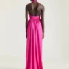 Halterneck gedrapeerde jurk van jersey