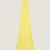 Halternek-avondjurk van zijden chiffon met strikdetail Halternek-avondjurk van zijden chiffon met strikdetail