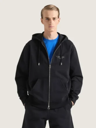 Hoodie met ritssluiting van fleece met Givenchy-stempelprint