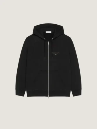 Hoodie met ritssluiting van fleece met Givenchy-stempelprint