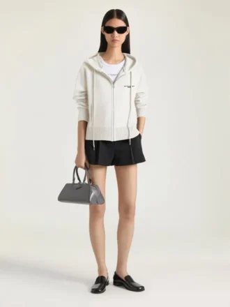 Hoodie met ritssluiting van wol en kasjmier
