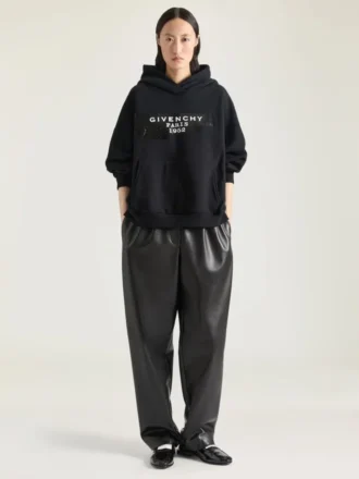 Hoodie-sweatshirt van fleece met Givenchy-tapeprint