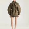 Hourglass-bomber met sjaalkraag met ritssluiting van nylon
