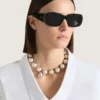 Ketting met puntige parels van metaal en parels Ketting met puntige parels van metaal en parels