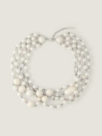 Ketting van metaal, parels en kristallen