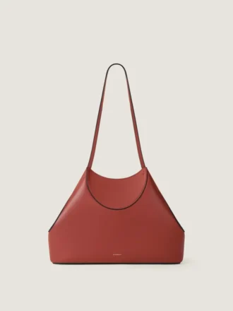 Kleine Facet-tote bag van generfd leer