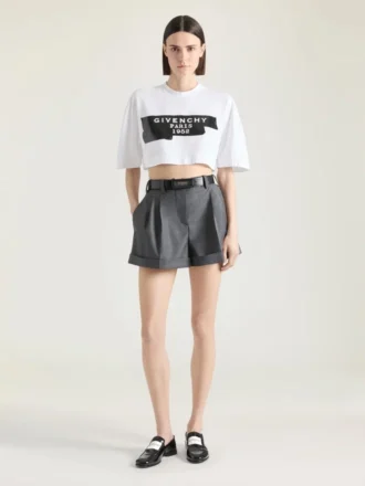 Korte broek met dubbele plooien van wol
