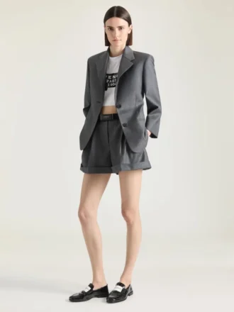 Korte broek met dubbele plooien van wol