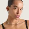 korte Crystal Pearl-ketting van metaal, kristallen en parels korte Crystal Pearl-ketting van metaal, kristallen en parels