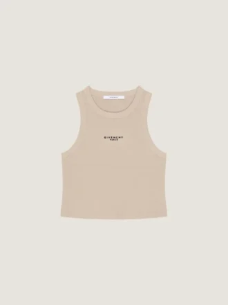 Korte tanktop van katoen met Givenchy Paris-print