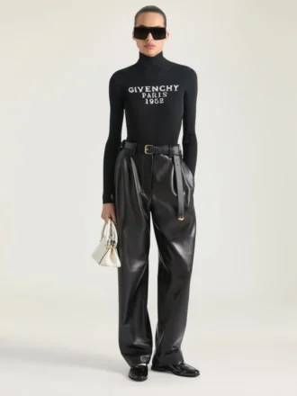 Broek met dubbele plooien van leer