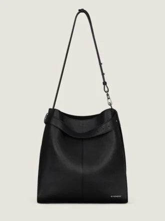 Middelgrote hobo-tas met riem van generfd leer Middelgrote hobo-tas met riem van generfd leer
